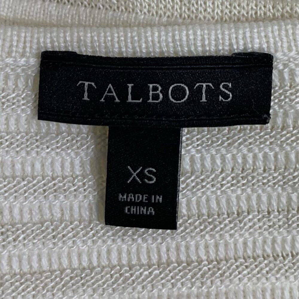 Talbots Cardigan Sweater Women's XS Cream Ribbed Knit Open Front Long Sleeves - Picture 5 of 8